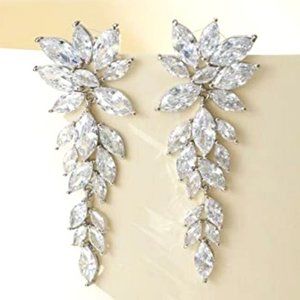 Marquise Wedding Earrings for Brides, Bridal Bridesmaid Earrings Prom Jewelry